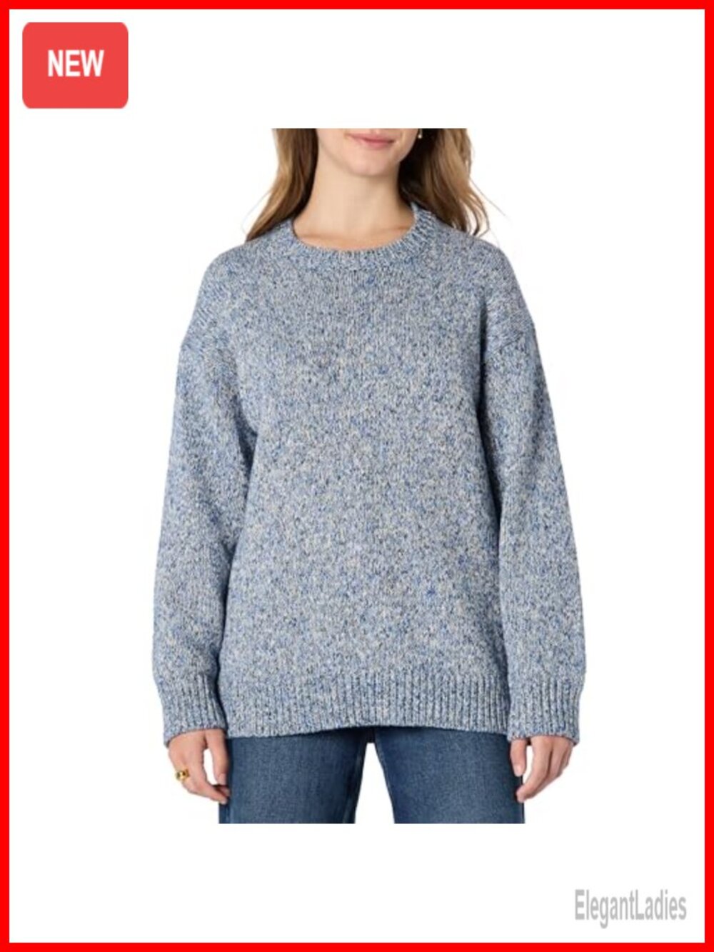 Oversized Fit Heavyweight Cotton Blend Crewneck Pullover Sweater Ribbed